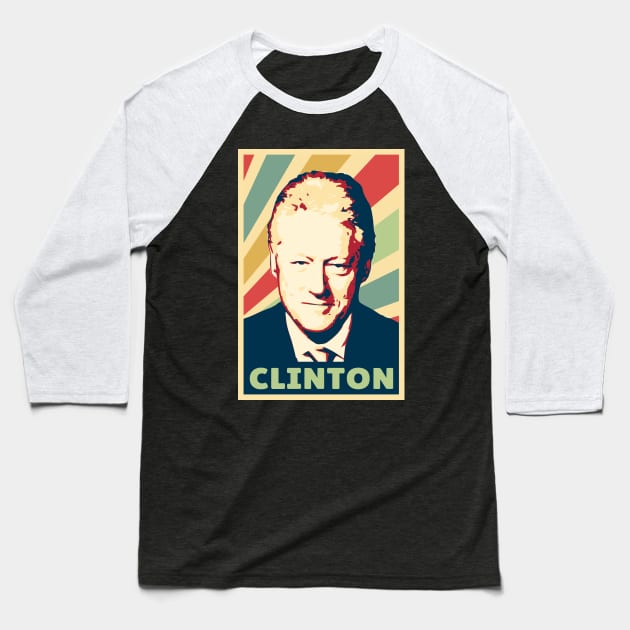 Bill Clinton Vintage Colors Baseball T-Shirt by Nerd_art